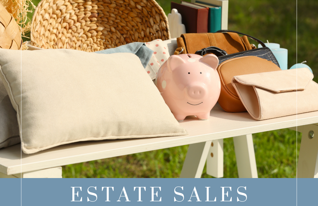 Alabama estate sale with organized household items, furniture, and collectibles displayed for buyers with price tags