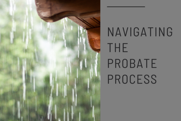 Alabama probate process showing rain falling down off a roof