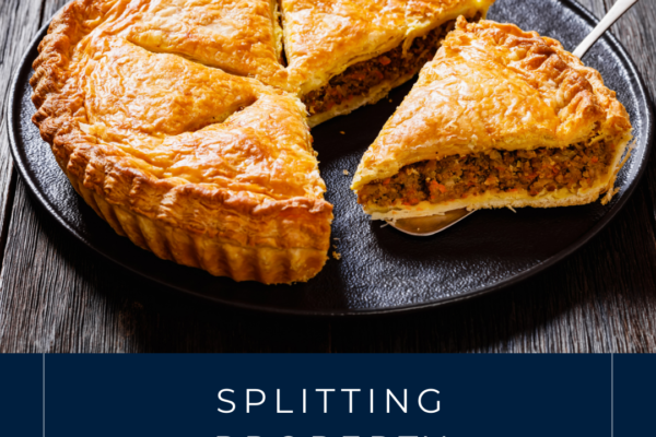 An image of a pie sliced into sections, symbolizing the splitting up of assets after a divorce